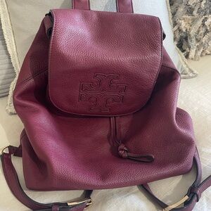 Tory Burch Plum Leather Backpack